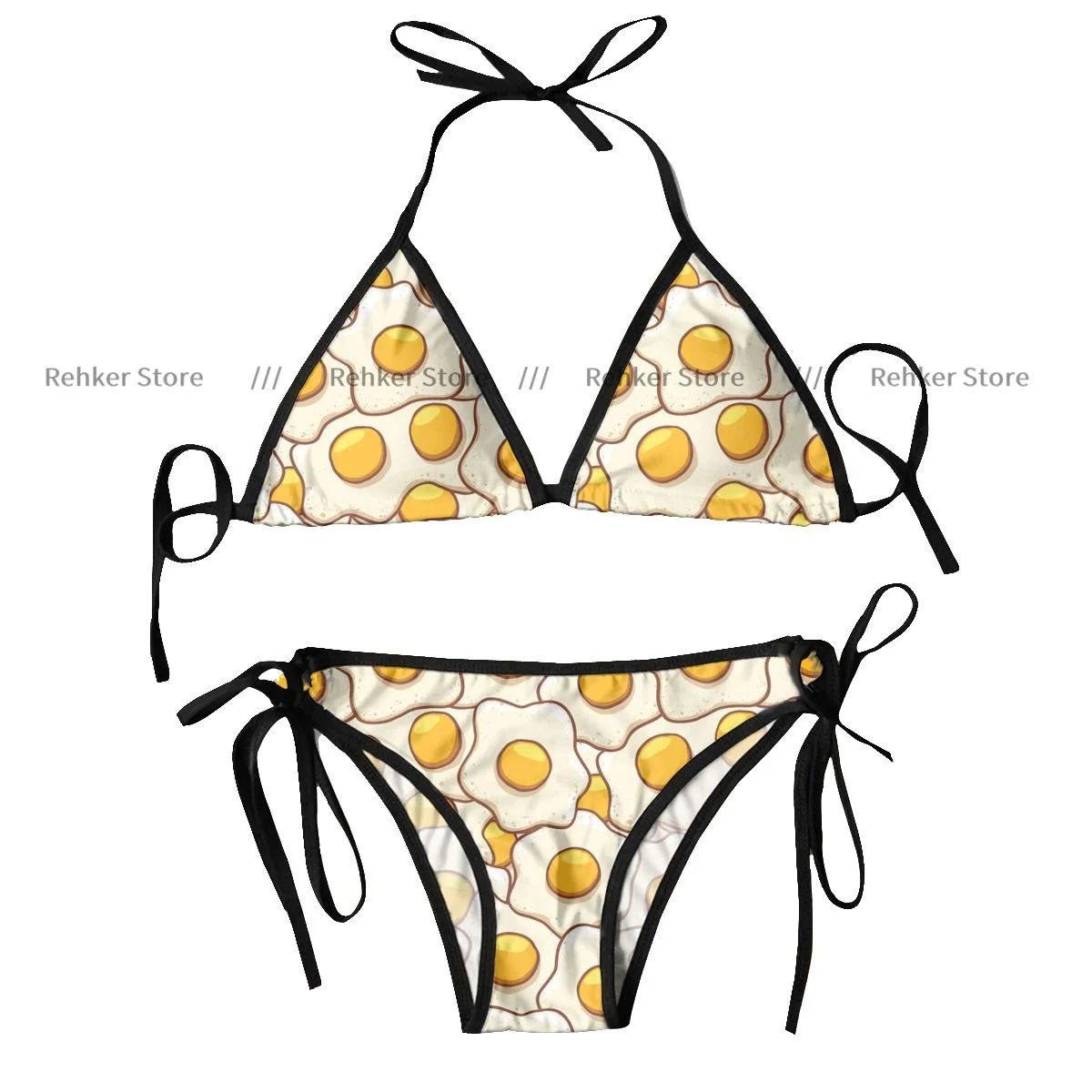 Bikini Set Swimwear Women Swimsuit Sexy Push Up Swimming Bathing Suit Hand Drawn Fried Eggs Pattern Beachwear Summer Brazilian