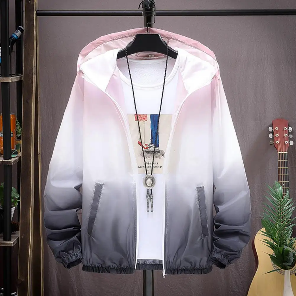 

Chic Outdoor Sunscreen Coat Contrast Colors Summer Sunscreen Jacket Zipper Loose Fishing Camping Sunscreen Jacket Sunshade