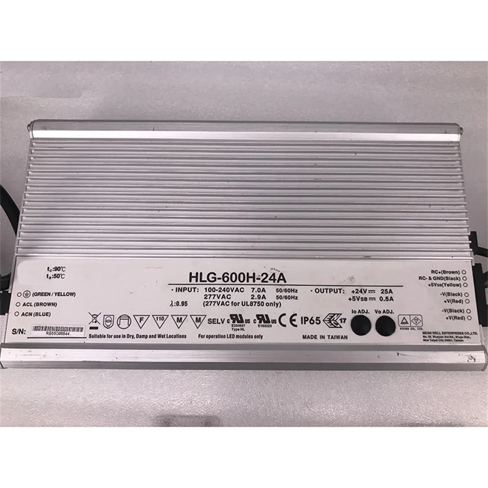 MW 스위칭 전원 공급 장치 하이 퀄리티, 완전 테스트 완료, 빠른 배송 HLG-600H-24A, 24V, 25A, 600W