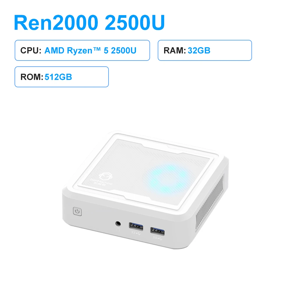 thumbnail image 1 of Genmachine nuevo AMD Ryzen 5 2500U hasta 65W Mini PC DDR4 hasta 32GB NVME SSD Wifi5 Bluetooth 4,2 computadora para juegos RX Vega 10 Graphice, 1 of 5