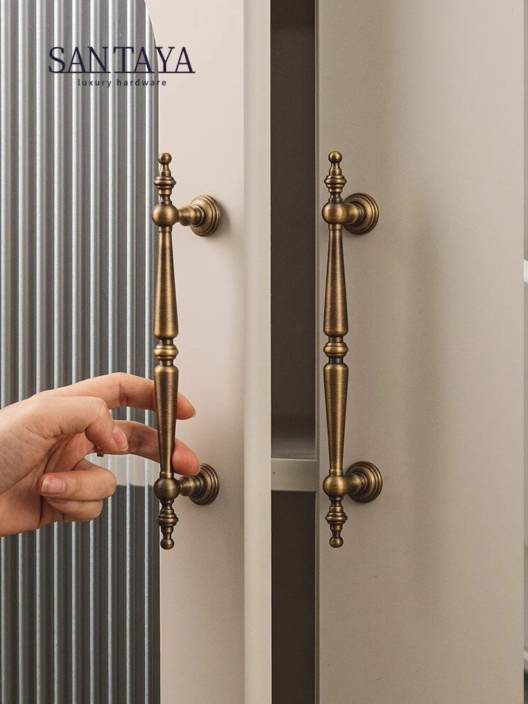 Santaya ทองเหลืองโบราณเฟอร์นิเจอร์ Bronze ตู้เสื้อผ้าประตูลิ้นชักตู้หรูหราโบราณรอบป้อมปืนทองแดงดึง 1