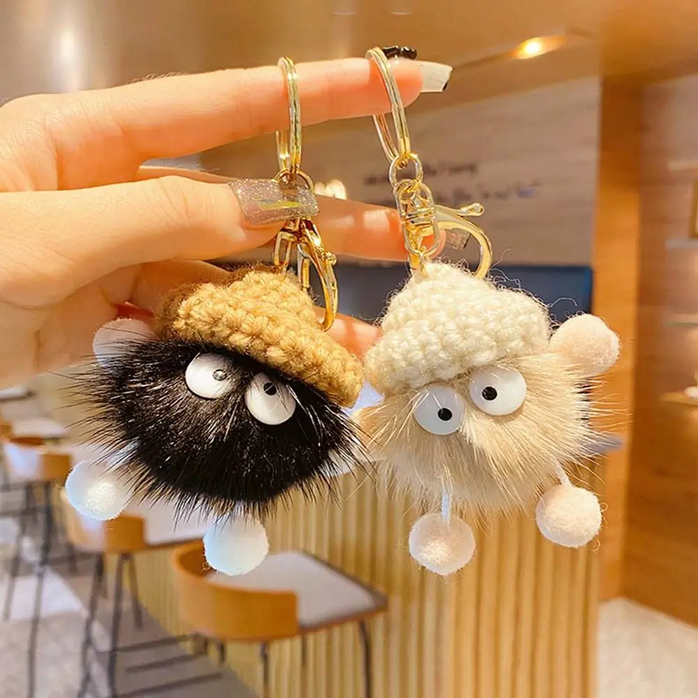 Mink Fur lanyard Briquettes doll Key chain Car KeyRing For Porsche Audi Mercedes benz The briquettes Car key chain Accessories