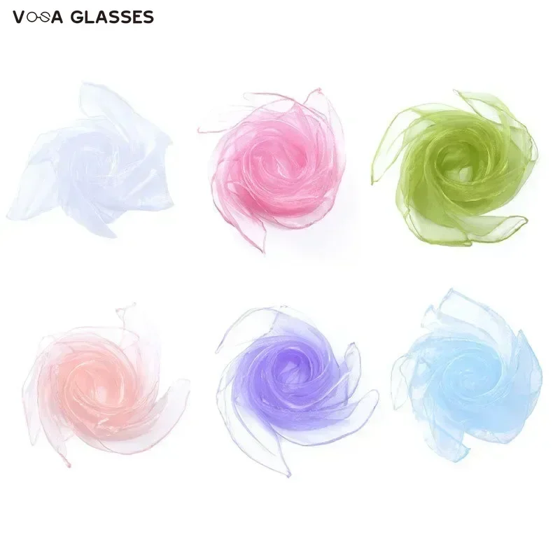 New Chiffon Nylon Small Scarf for Children's Performance Solid Color Dance Small Square Scarf Candy Colored Versatile