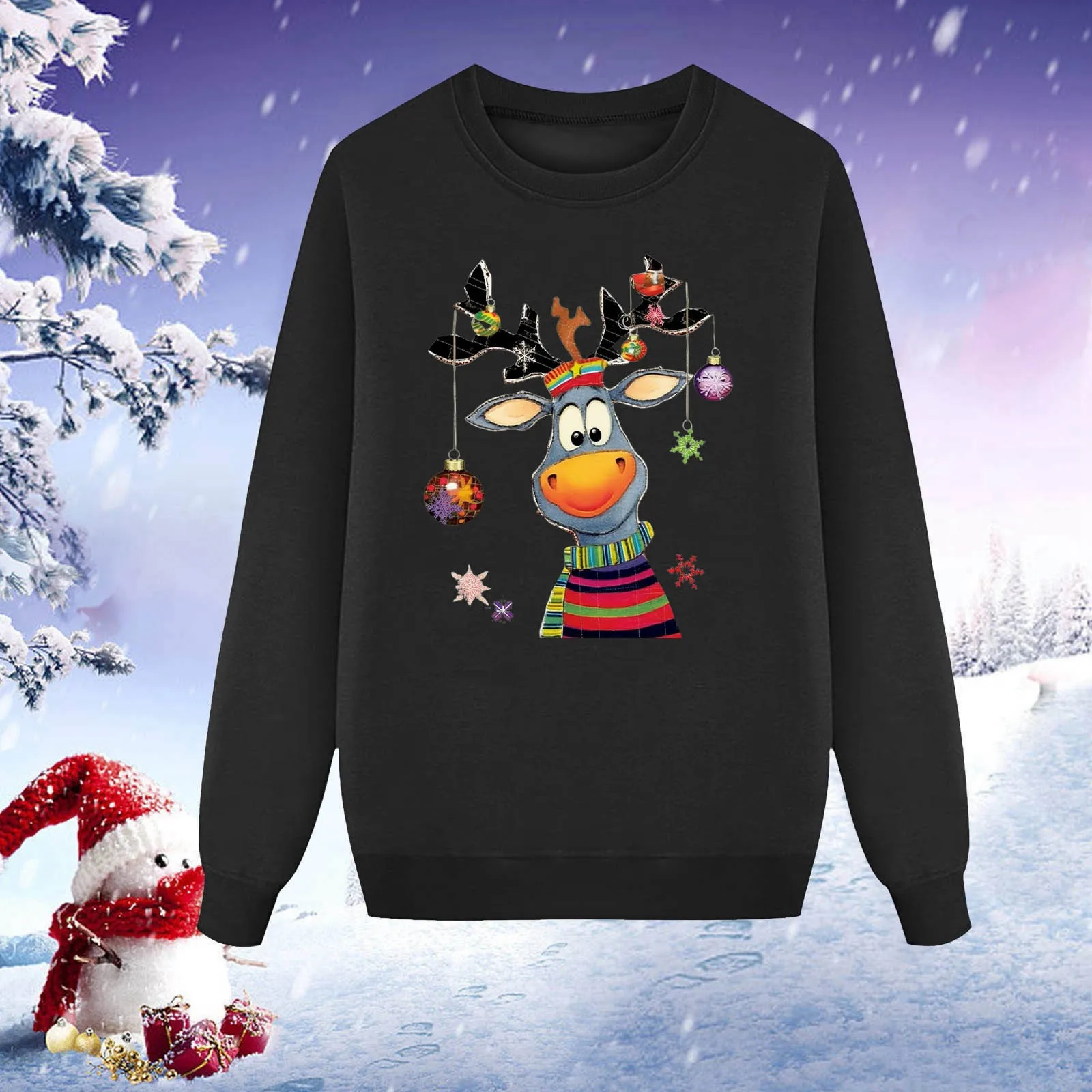 thumbnail image 1 of Conjunto familiar a juego con estampado de ciervos, sudaderas con capucha con estampado de manga larga para Navidad, sudadera para madre e hija, blusa, camisas para familia, 1 of 5