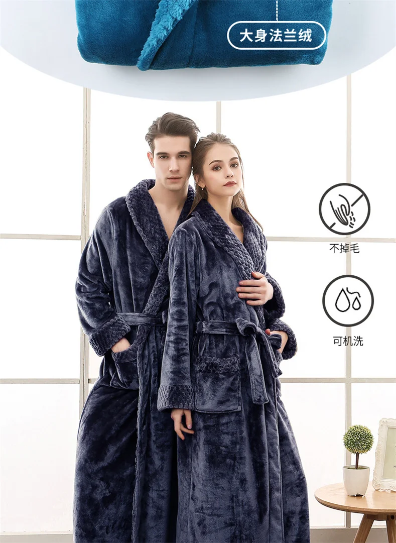 Plush Flannel Bathrobe for Women Long, Warm, Winter Night Robe 38