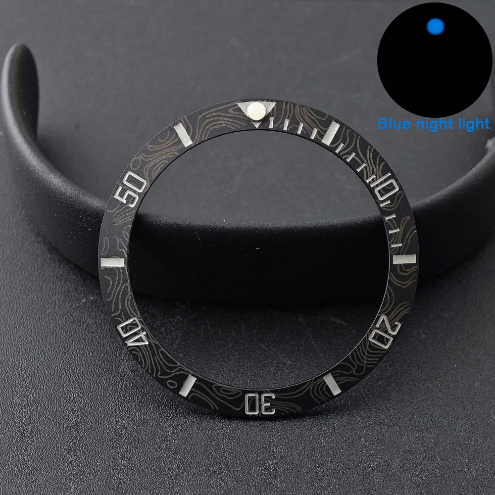 Men's Watch Replacement Bezel Insert with Tilted Ceramic and Carbon Fiber Texture