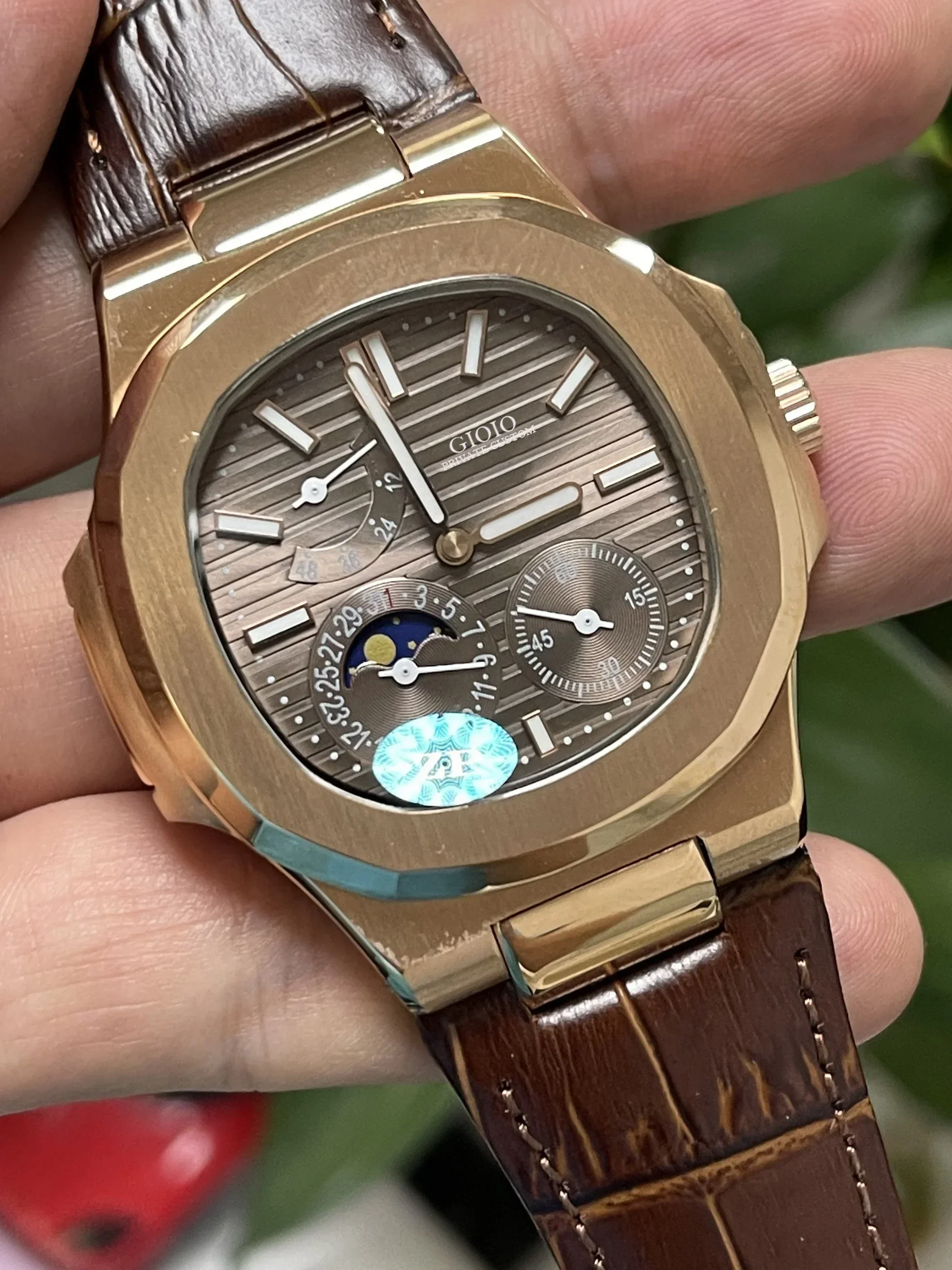 Luxury New Automatic Watch For Men Orologio Meccanico Oro Rosa Nero Blu Leather Moon Phase Power Watch Nautilus 5712