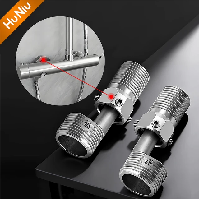 ขาตั้งฝักบัวโค้งแบบยืดหดได้ HuNiu หมุนได้ 360 องศา °   อะแดปเตอร์ปรับมุมก๊อกน้ำฝักบัวแบบปรับได้ พร้อมสกรูยึดแบบเอียงสำหรับห้องน้ำ 1