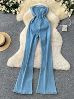 SINGREINY Fashion Denim Long Jumpsuits Zipper 3D Floral Chic Design Rompers Korean Trend Ins Solid Streetwear Women Playsuits - Image 2
