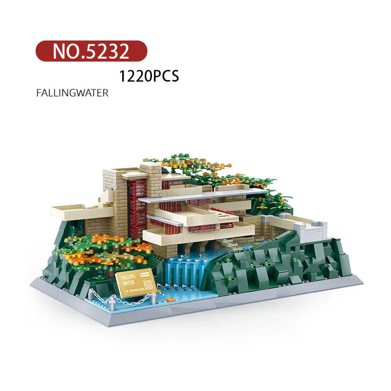 

Creative Streetscape World Famous Art Architecture Villa Moc Building Block United States Fallingwater Street View Toy For Gifts