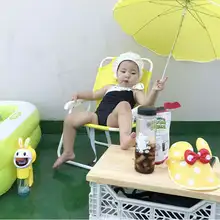  Children's Folding Beach Chair Single with Umbrella Thickened Picnic Portable Sunshade Photography Multi-functional Accessories 