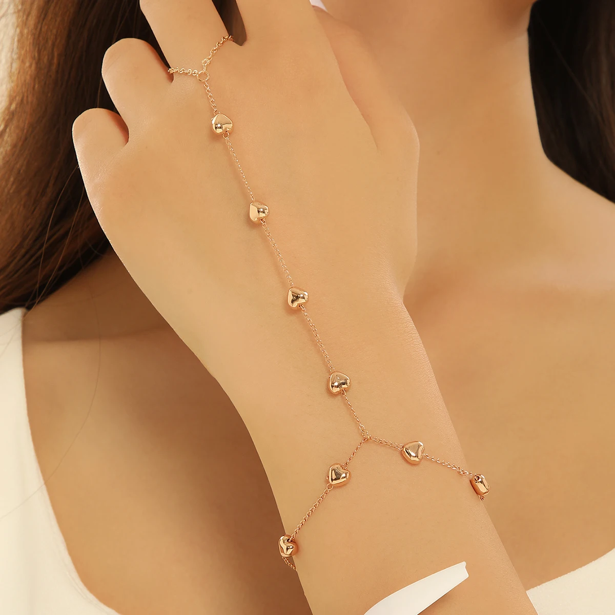 Fashion Butterfly Link Chain Bracelet Connected Finger Ring Bangle  Bracelets For Women Linked Hand Harness Couple Jewelry Gifts - AliExpress
