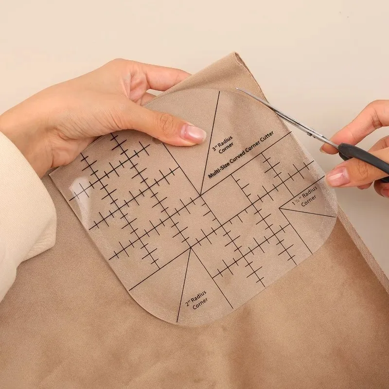 둥근 모서리가 있는 아크릴 재봉 자, 곡선 모서리 커터 자, 다기능 의류 재봉 템플릿, 패치워크 도구