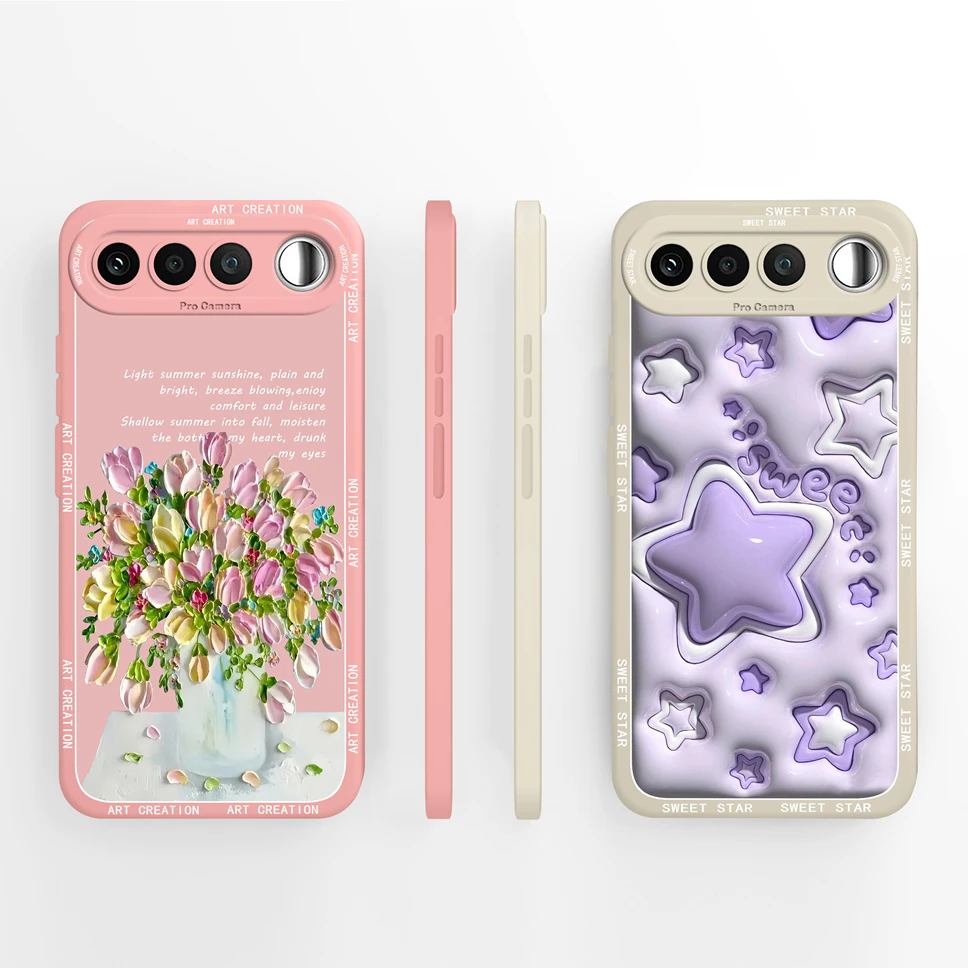 Aesthetic Floral Liquid Silicone Camera Protective Case - Soft & Smooth Cover