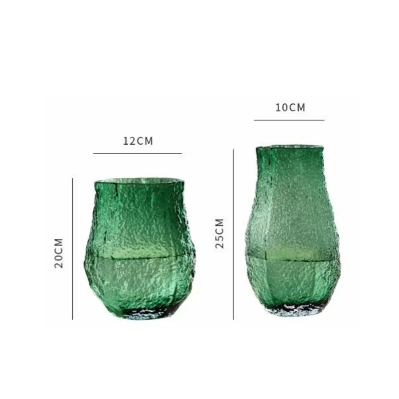 Glass Vase Pleated Roads Green Transparent Hydroponics Flower Vase Flower Arrangement Accessories Terrarium Home Decoration 6