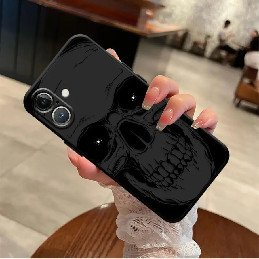Sleek Black Skeleton Skull Design Phone Cover