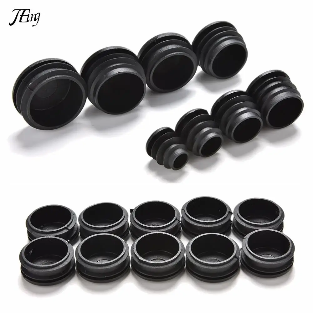 Bouchon de pied de meuble en plastique noir, 10 pièces/lot, embout d'obturation, pour Tube rond, diamètre: 16/19/22/25/28/30/32/35mm
