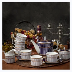 15 piece European Coffee Pot Coffee Cups And Saucer High-end Bone China Teapot Tea Cup Set Porcelain Dinnerware Brand Coffee Set