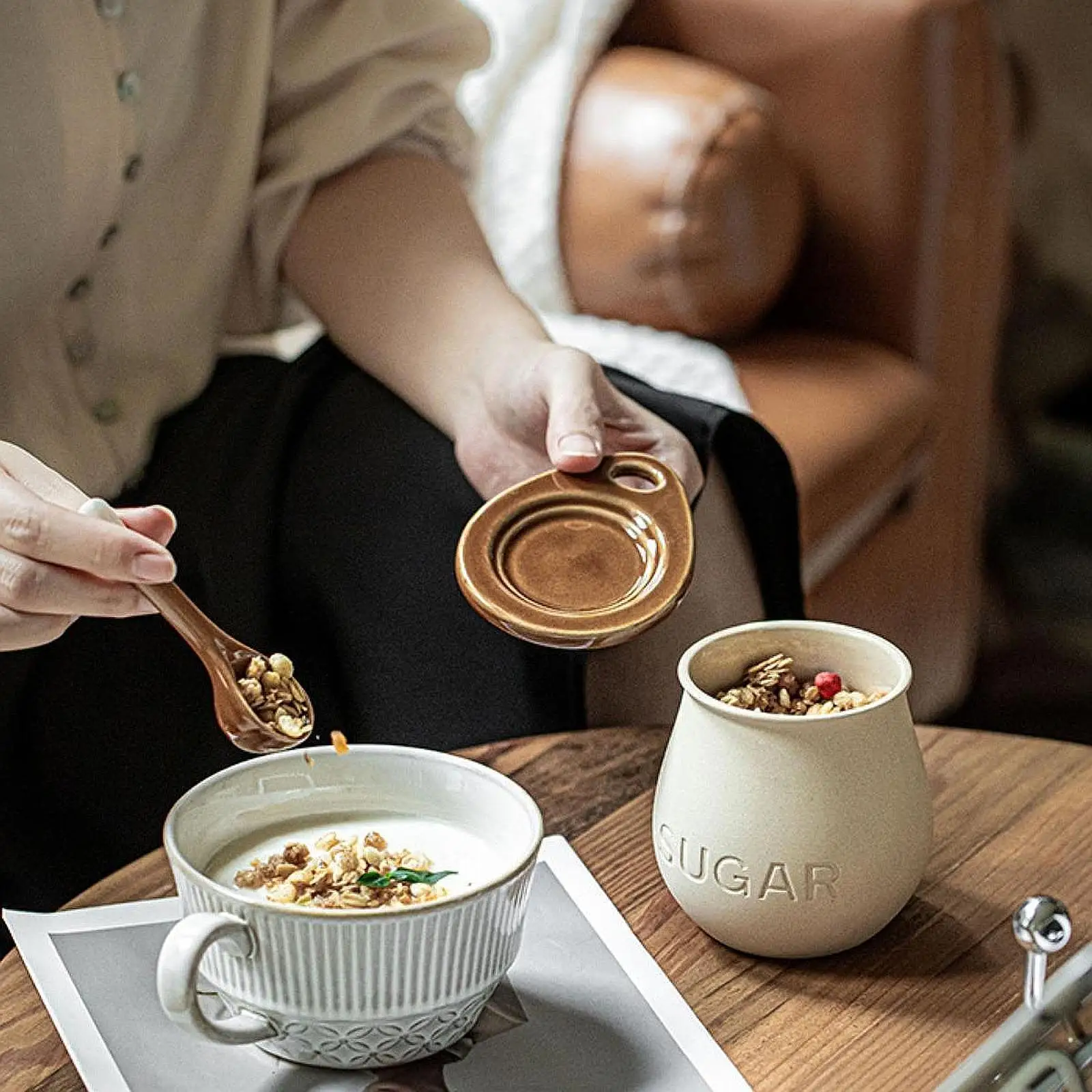 Sugar Pot Set Kitchen Food Storage Container for Restaurant Countertop Home