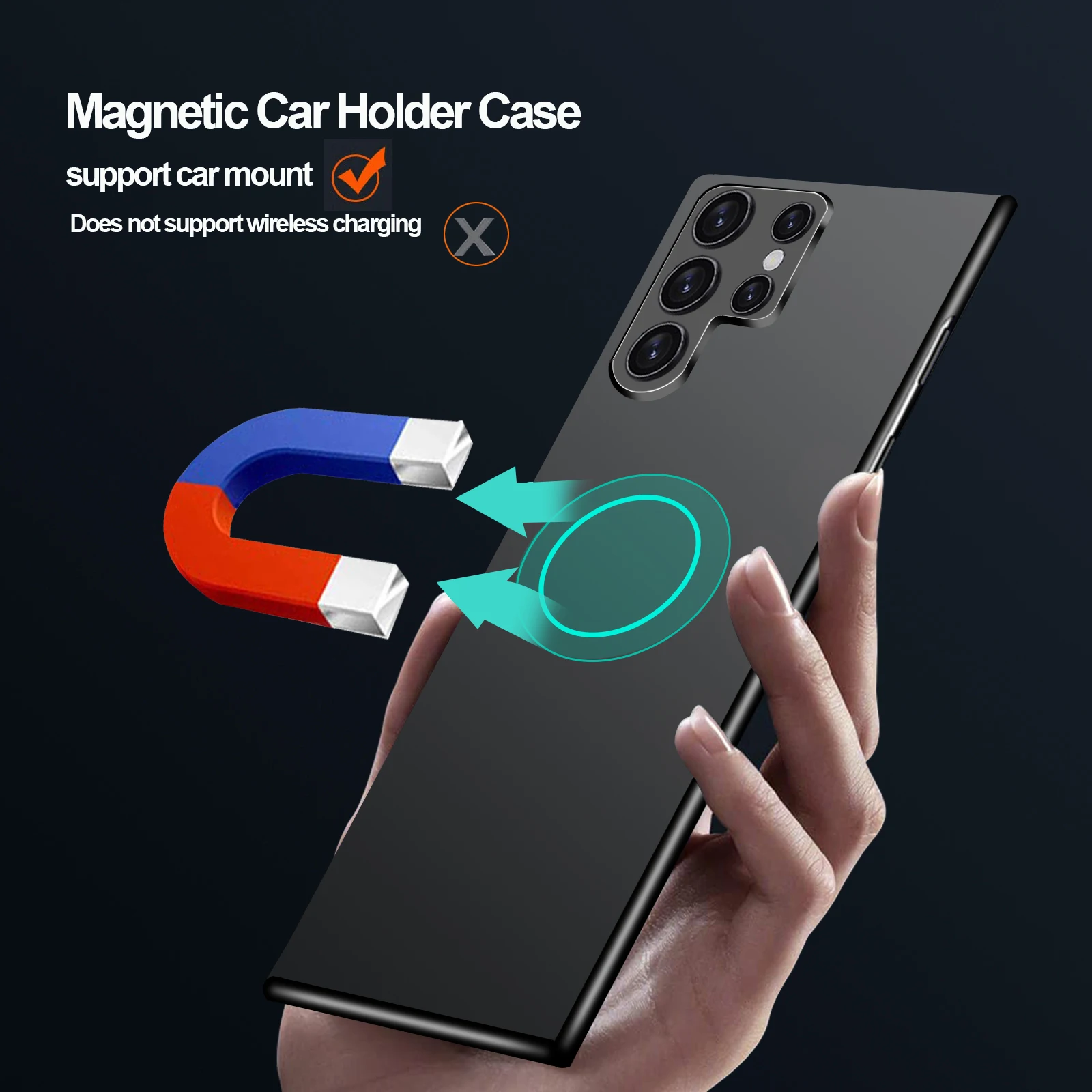 Case S22 Ultra 5g s22ultra S22 plus Silm Magnetic Car Holder Hard Cover For Samsung Galaxy S22 Ultra 5g Plus S22 Matte Case 2