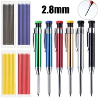 6Colors 2.8mm Metal Solid Carpenter Mechanical Pencil with Sharpener 2B Lead Core Deep Hole Construction Marking Scriber Tool