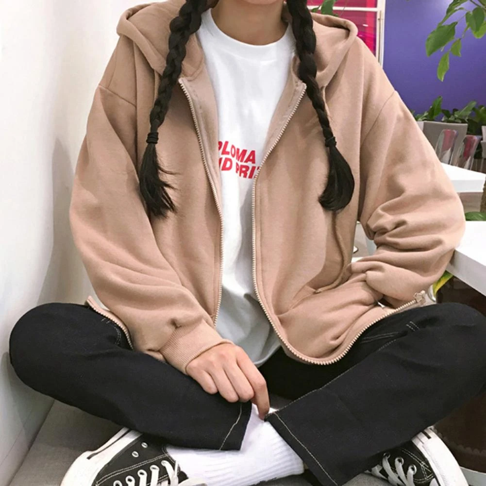 Zip Up Hoodie Harajuku Hooded Sweatshirt Streetwear Hip Hop Gothic