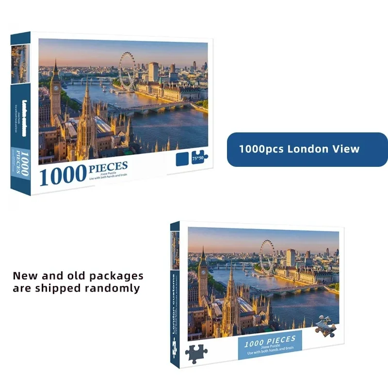 75*50cm Adult 1000Pcs Paper Jigsaw Puzzle London View Construction Stress Relief Entertainment Toys High Quality Christmas Gift 2