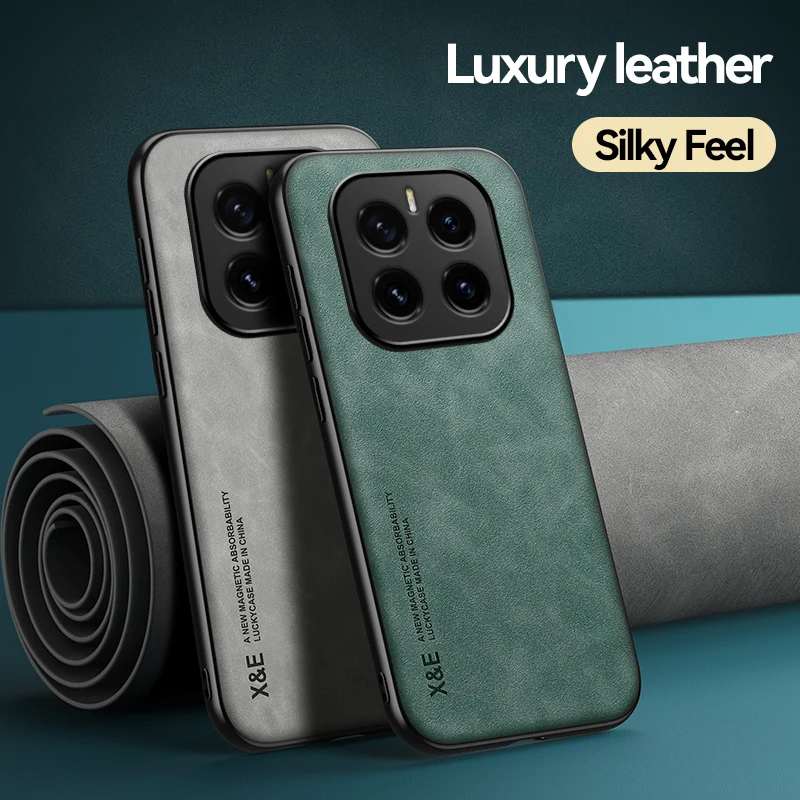 Luxury Leather Phone Case with Magnetic Car Holder Compatibility