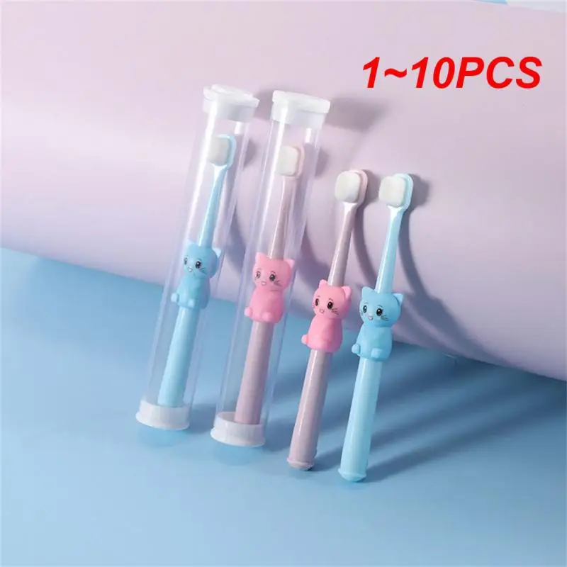 

1~10PCS Baby Toothbrush Children Cute Cat Style Children's Teeth Oral Care Cleaning Brush Soft Silicone Toothbrush Baby Items