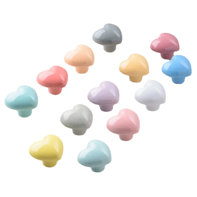Door Knobs and Handles Furniture Handles Kitchen Door Handles Ball Lever Knob Ceramic Cartoon Cabinet Knobs and Handles Colorful Heart Drawer Closet Kids Room Furniture Handle