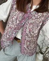 Floral Print Quilted Woman Vest Sleeveless Open Front Loose Female Streetwears retro national style ladies Tops girls Outwear - Image 2