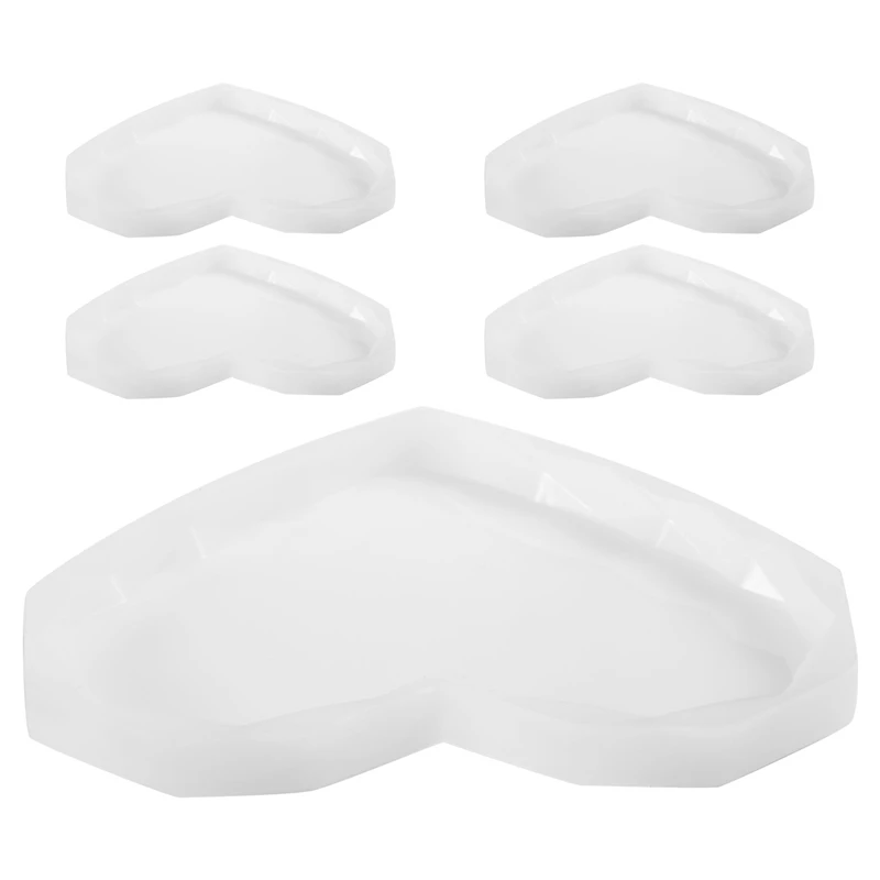 

5Pcs Silicone Coaster Moulds For Resin Cup Mats Mould Epoxy Casting Moulds Diamond Edge Heart Coaster Molds