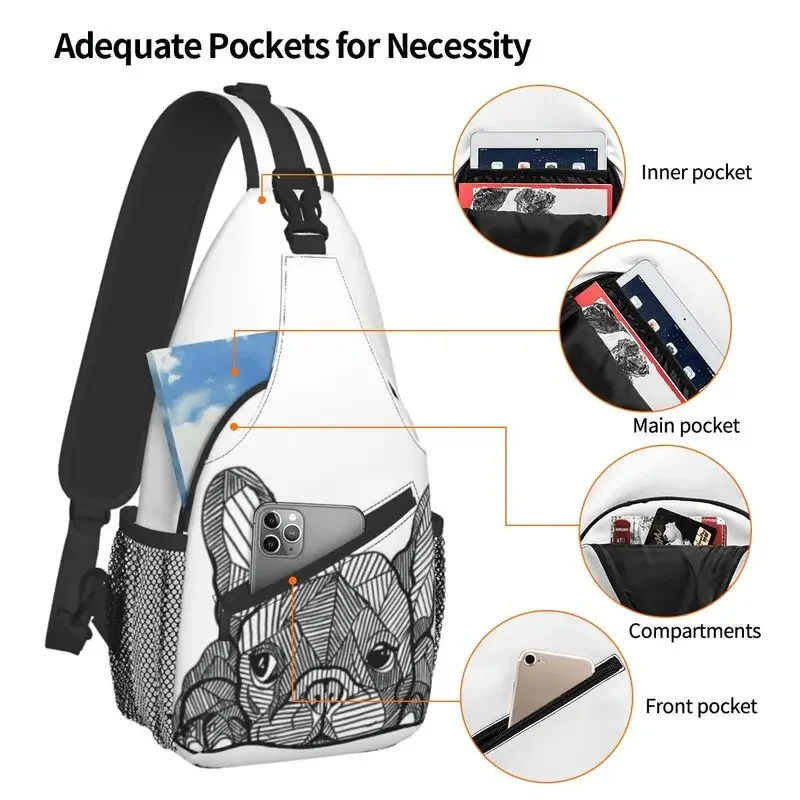 French Bulldog Sling Bag for Cycling Camping Men's Crossbody Chest Backpack Shoulder Daypack tactical backpack travel backpack business backpack expandable backpack laptop backpack mini backpack