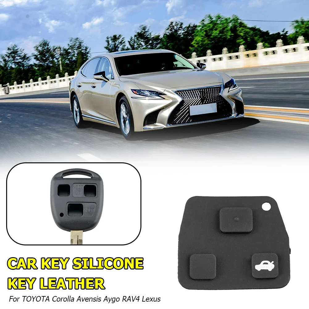 For Toyota Avensis Yaris Carina Corolla Prado Remote Car Key Fob Silicone 3 Button Rubber Pad Car Key Shell Case Replacement