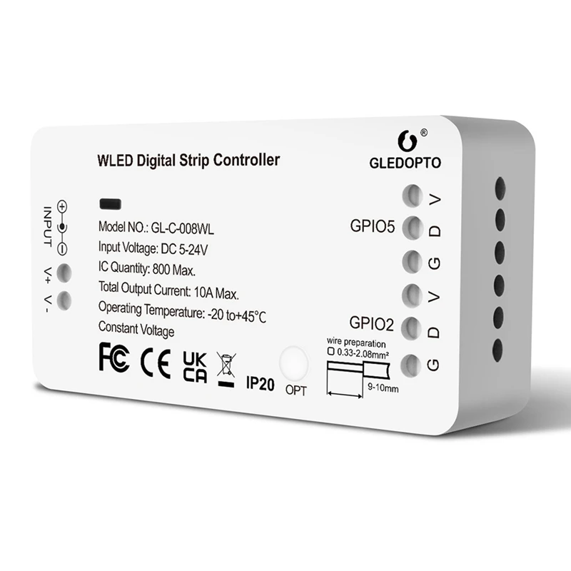 

GLEDOPTO WLED Strip Controller LED Lights Over 100 Dynamic Lighting Modes DIY Wifi APP Control 800 IC RGB RGBW No Need Hub