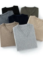 Classic 100% Cashmere Sweater Men V-neck Basic Pullovers Spring Autumn Winter Warm Comfy Cashmere Knitwear High Quality Tops ﻿ 1
