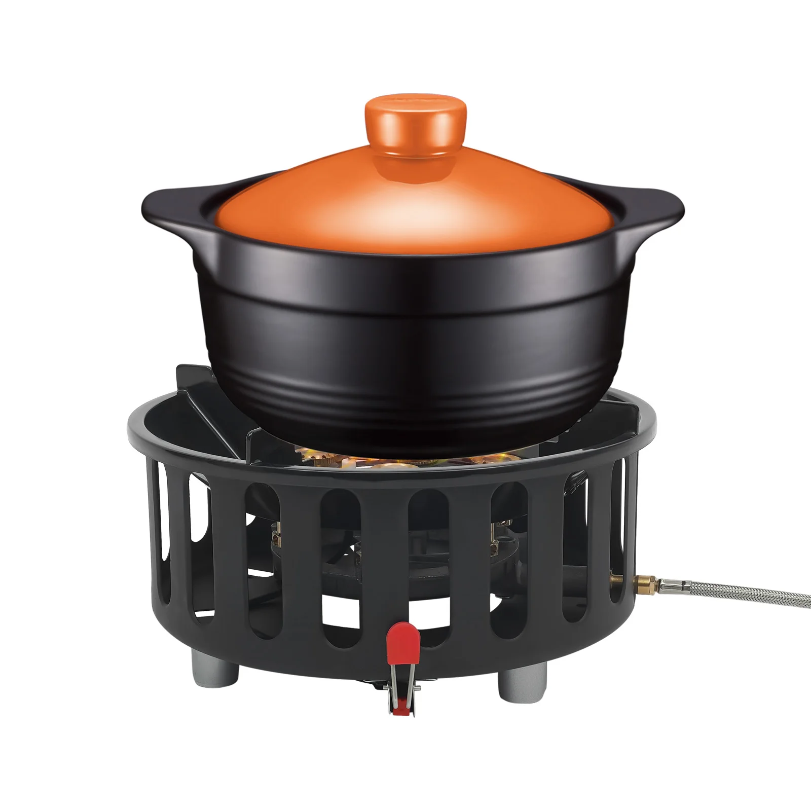 7-Brenner Outdoor-Campingkocher, sicherer und zuverlässiger tragbarer Herd mit 3 Adaptern und verstellbarem Knopf für Reisen, Camping, Picknick – Detail 11