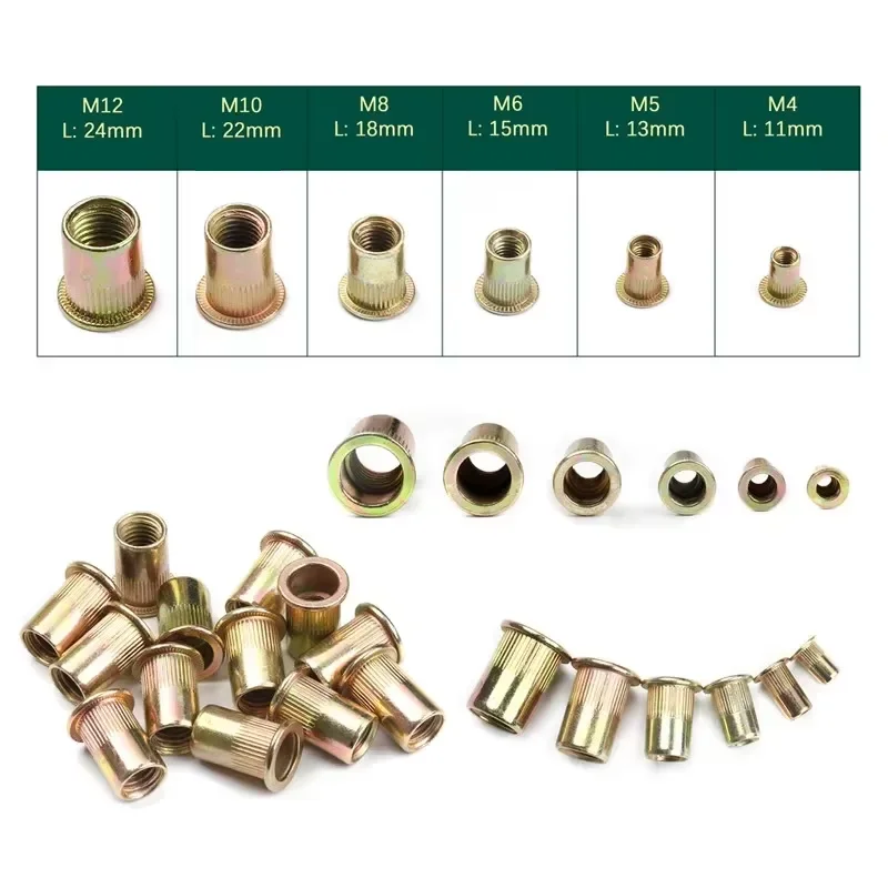 Dadi Per Rivetti Ciechi In Acciaio, Testa Piatta, Filettati M3 M4 M5 M6 M8 M10, 10-100 Pezzi
