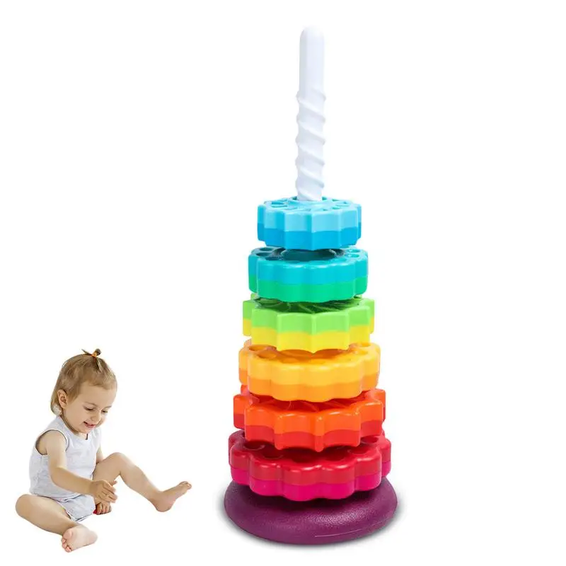 

Rainbow Stacking Ring Tower Stacking Stapelring Blocks Spinning Stacking Toy PP Toddler Toy Kids Toys Infant Toys