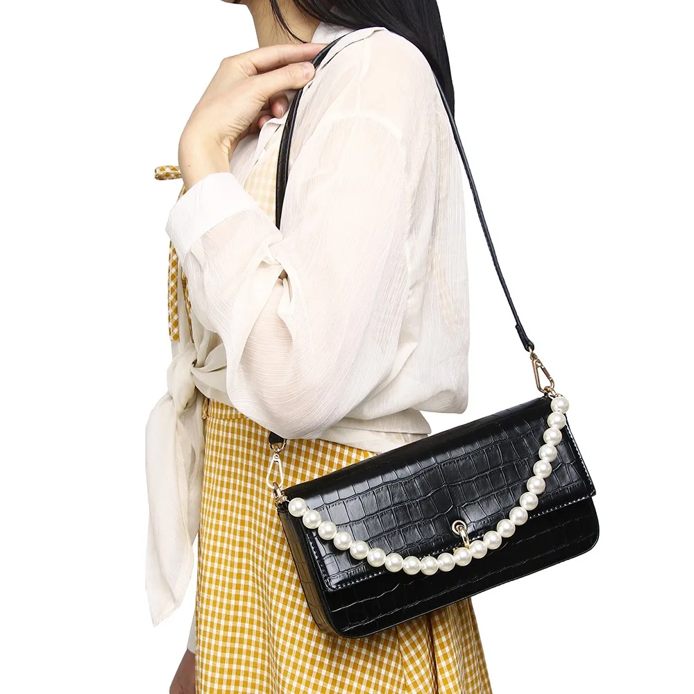 Pearl Handle Women Shoulder Bag 2024 New Designer Crossbody Bag Small Summer Totes Purse Simple Fashion Lady Handbag