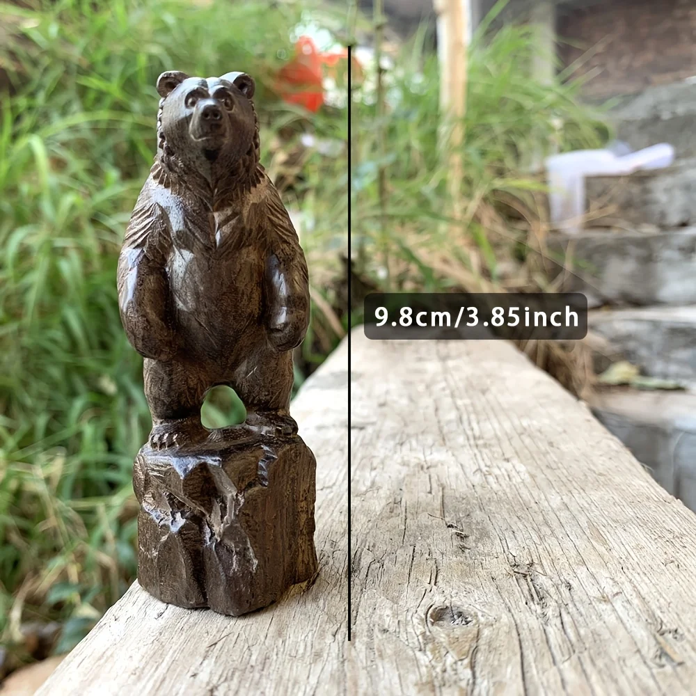 Artistic Wooden Bear Sculpture Ornament - Perfect for Home and Holiday Decor