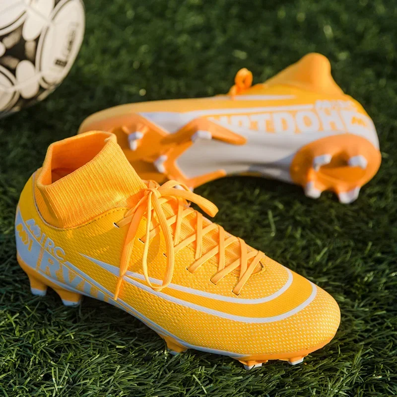 

Men Kids Football Boots Turf Soccer Shoes Cleats Training High Top Ankle Sport Sneakers Quality AG TF Indoor 2022 New Size 35-45