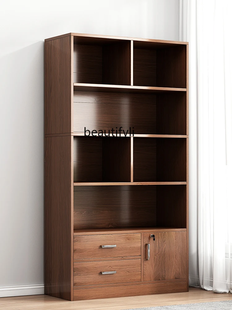 

BurlywoodBookshelf andStorage Shelf Floor Living Room Office File Cabinet Wall Display Cabinet Wooden Cabinet Household Bookcase