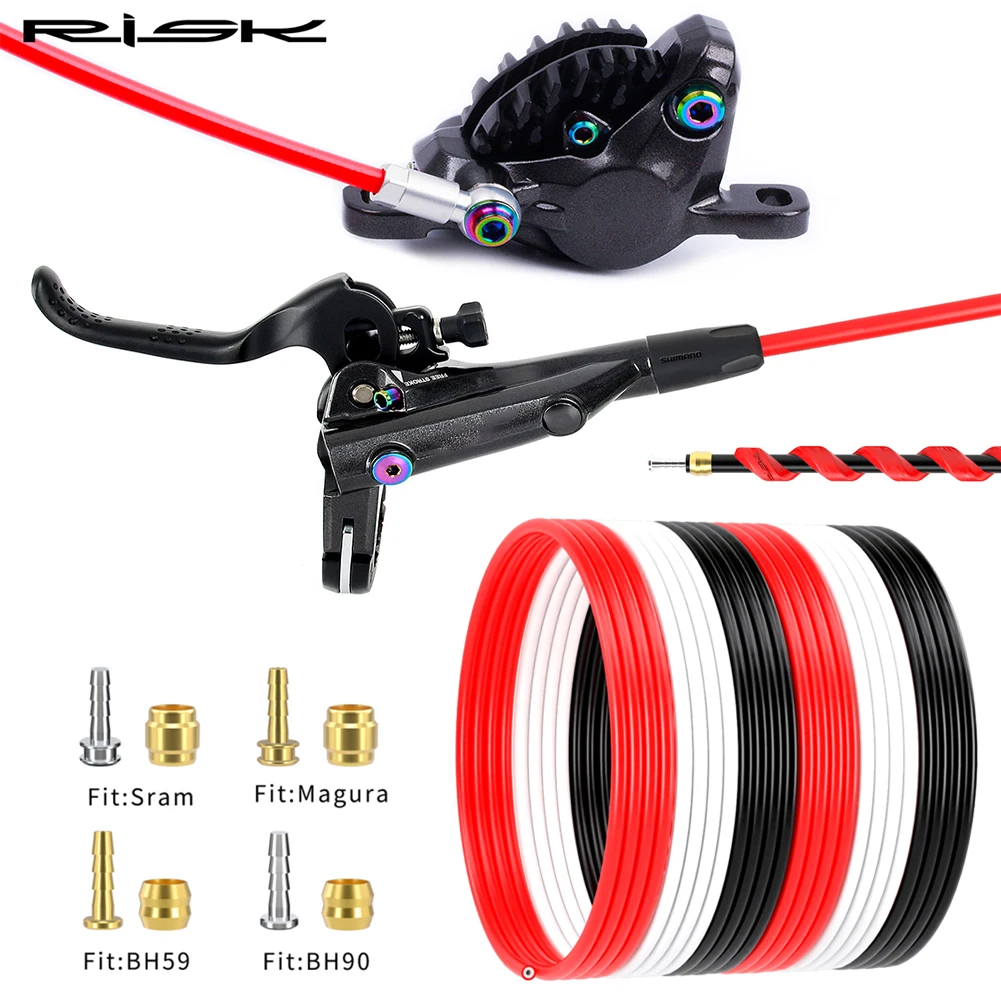 

RISK Bicycle Hydraulic Disc Brake Hose Kit with 4x Barbed Insert 4x Brass Olive 2x Sleeve For Shimano Magura Sram BH59 BH90
