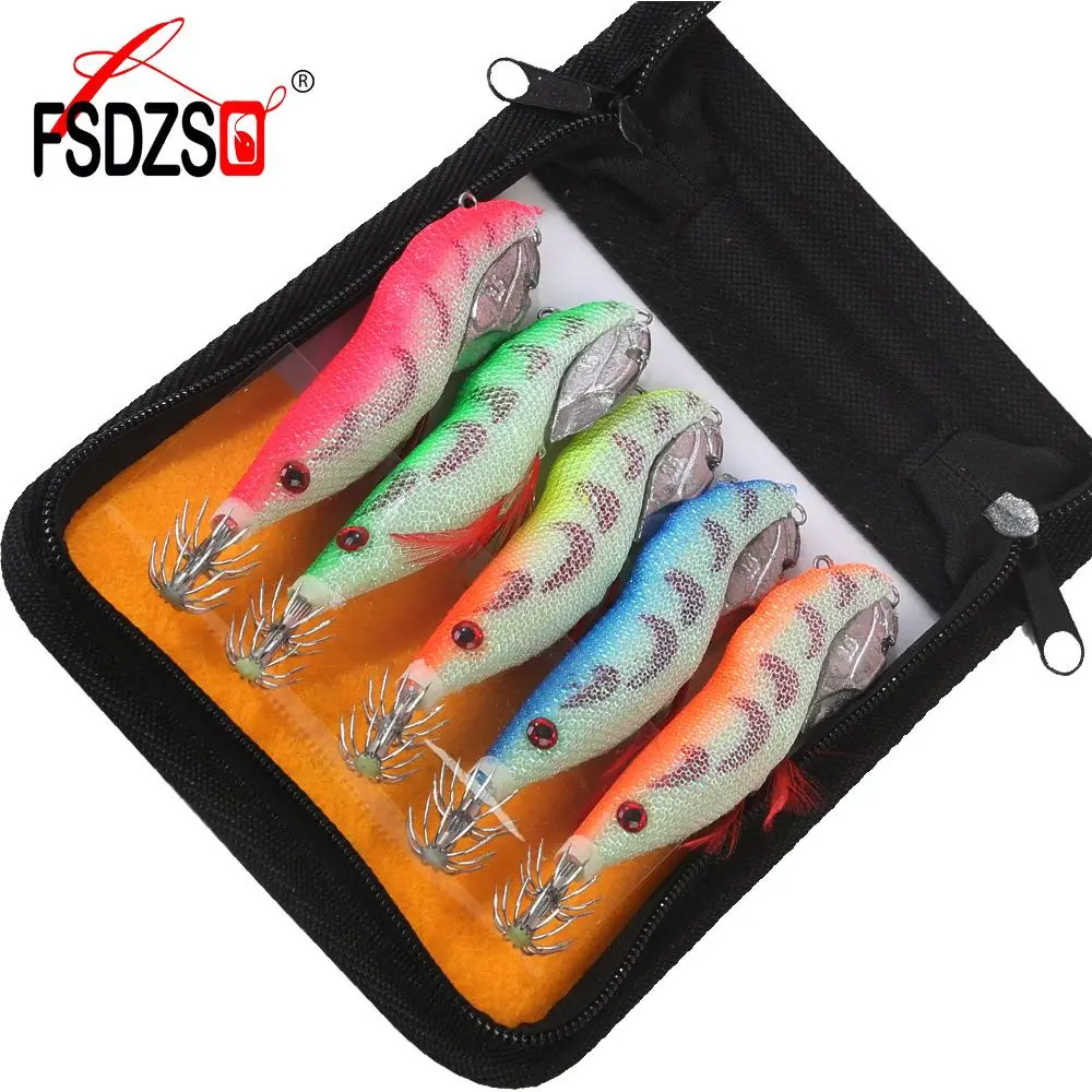 5PcsBagShrimpFishingLureForSquidHookJigsCuttlefishSeaBass3D