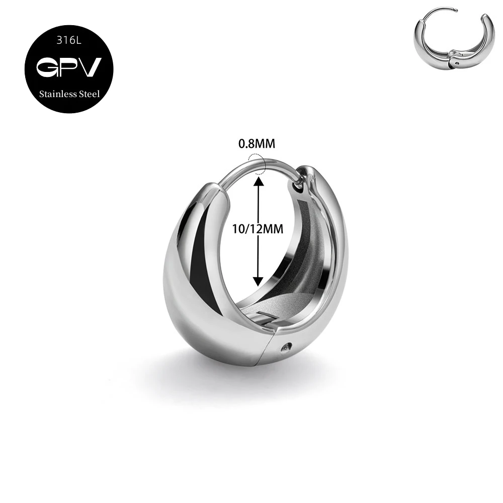 2PCS 316L Medical Stainless Steel Earrings With A Niche Design Women's Perforated Jewelry Light Luxury Ear Rings 5
