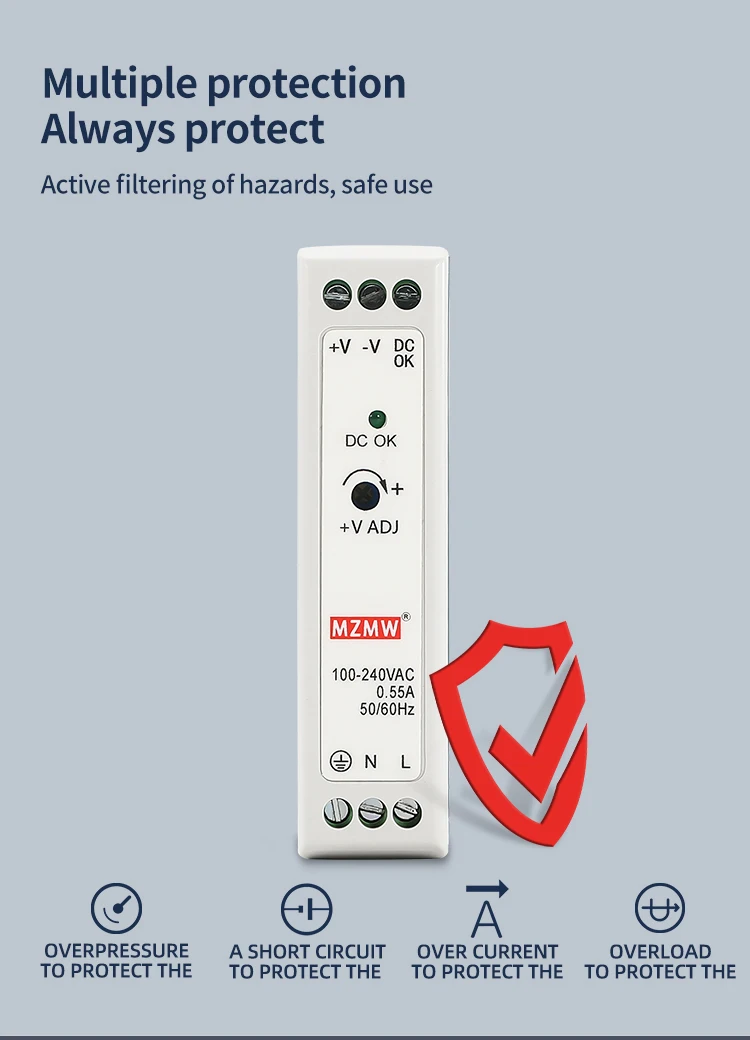 MZMW MDR10 Industrial DIN Rail Switching Power Supply MDR-20 10W 20W 12V 24V 48V AC/DC Single Output LED Lighting Source Power 5 Sc05b393ecacf4741bb887e99f3183f37r