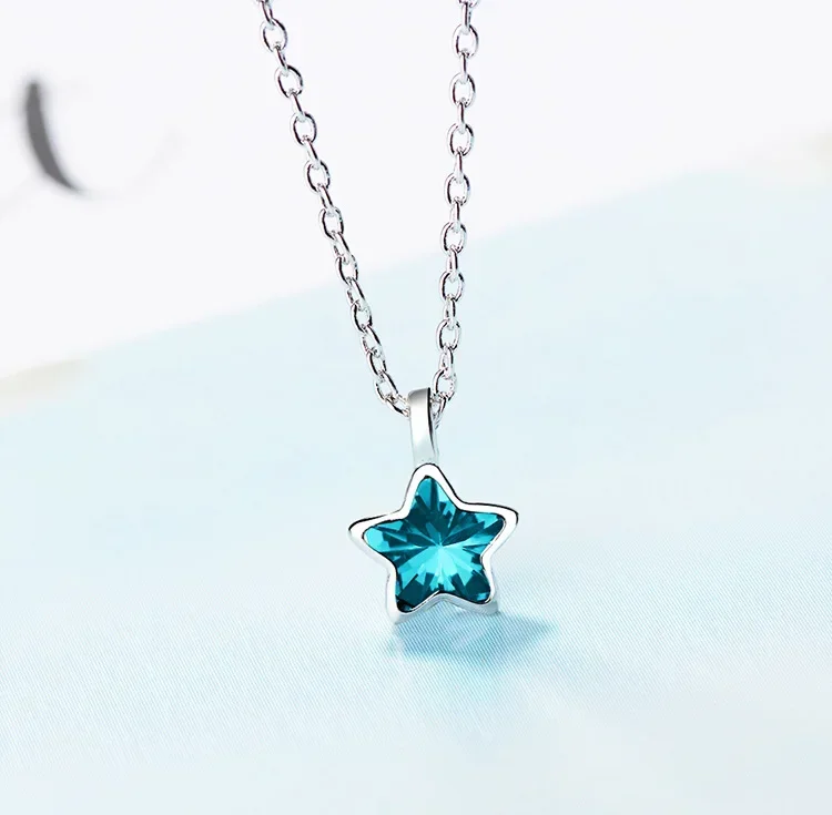 S925 Sterling Silver Necklace Star Pendant Jewelry 40cm+3.5cm pendant necklace,silver necklace,silver pendant,silver necklace charms