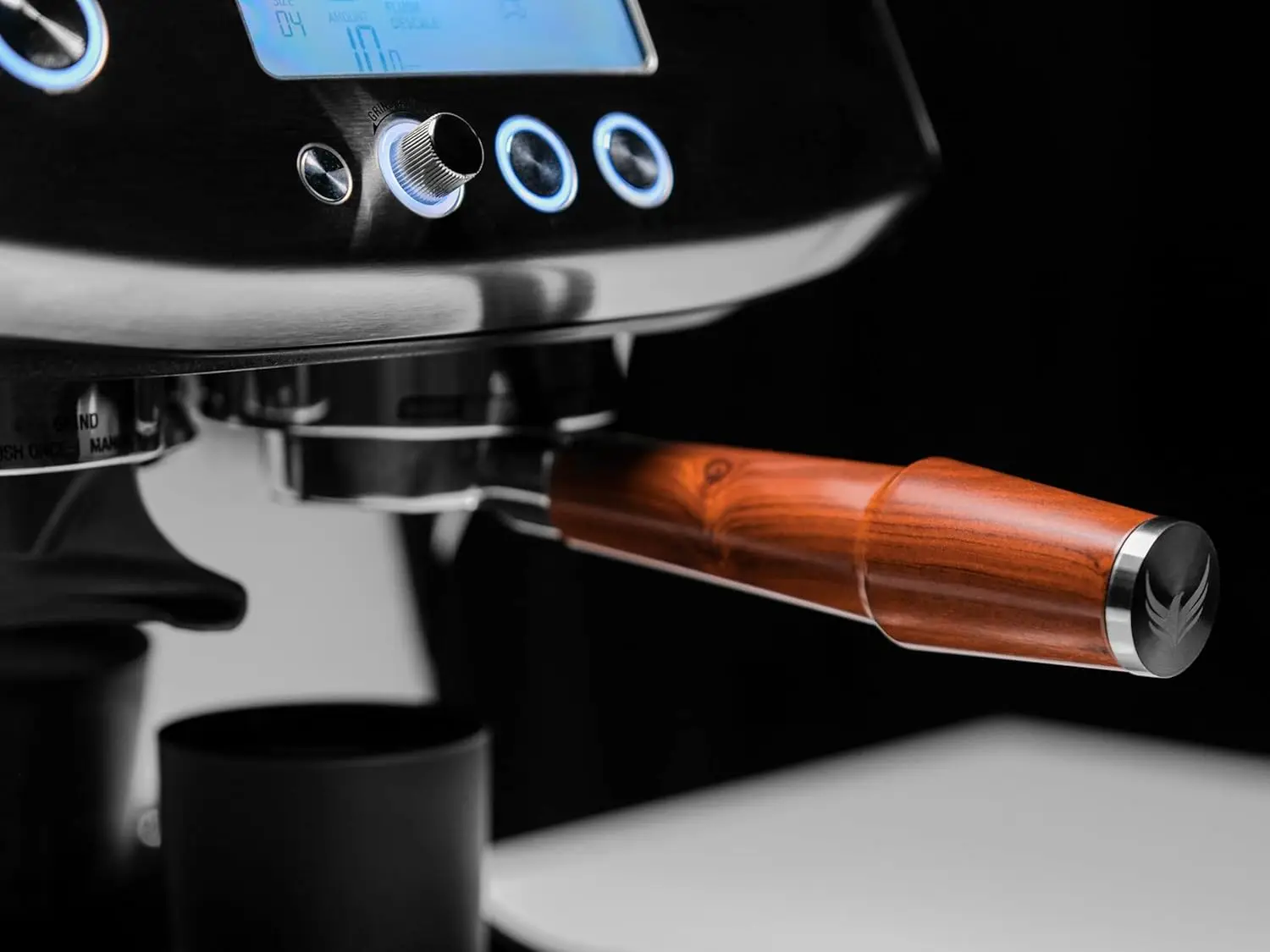 54mm Bottomless Portafilter with Rosewood Handle and Filter Basket for Espresso Machines