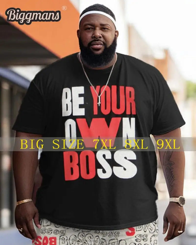 

Biggmans L-9XL for Plus Size Men's Plus Size Street Be Your Own Boss Graffiti Short Sleeve Shorts Set